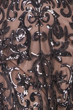 Maxi Dresses^* Iridescent Sequin Maxi With Front Split Black