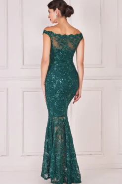 Maxi Dresses^* Lace Scallop Edge Mermaid Maxi Emerald