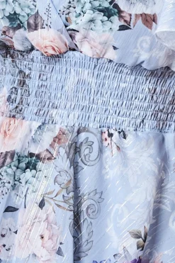 Midi Dresses^* Layered Floral Midi Flutter Sleeves Bluefloral