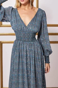 Maxi Dresses^* Long Sleeve Maxi Shirred Waistband - Check Print Checkprint