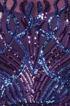 Midi Dresses^* Long Sleeve Sequin Flame Midi Dress Purple