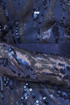 Maxi Dresses^* Long Sleeve V-Neck Sequin Maxi Navy