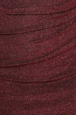 Midi Dresses^* Lurex Cowl Neck Off The Shoulder Midi Red
