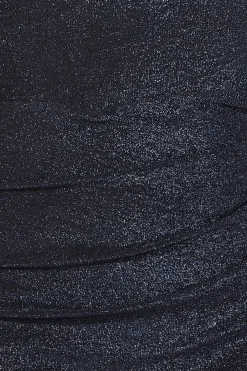 Midi Dresses^* Lurex Cowl Neck Off The Shoulder Midi Navy