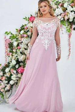Maxi Dresses^* Mesh & Lace Embroidered Bodice Maxi Blush