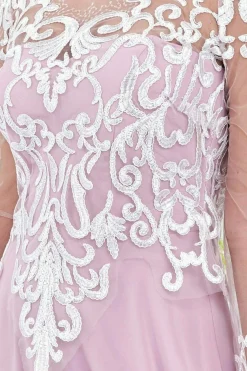 Maxi Dresses^* Mesh & Lace Embroidered Bodice Maxi Blush