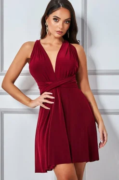 Mini Dresses^* Multiway Mini Dress Wine