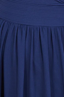 Maxi Dresses^* One Shoulder Pleated Chiffon Scarf Maxi Navy