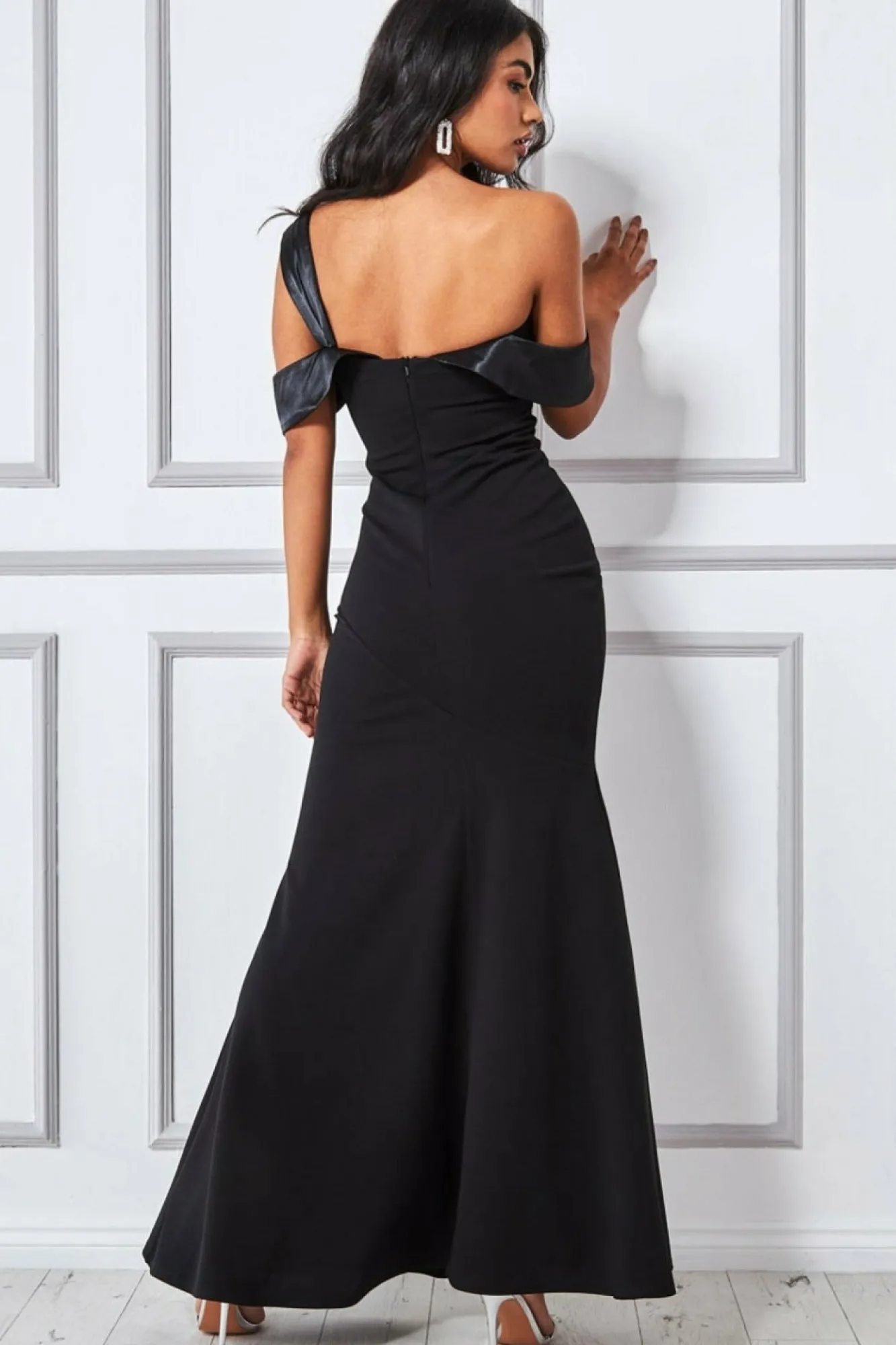 Maxi Dresses^* One Shoulder Satin Band Maxi Dress Black