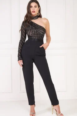 Jumpsuits^* One Shoulder Sequin Jumpsuit Black