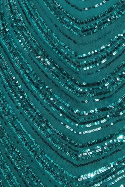 Maxi Dresses^* One Shoulder Sequin Maxi Dress Green Emerald