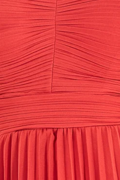 Midi Dresses^* Pleated Bandeau Bodice Chiffon Tiered Midi - Orange Burntorange