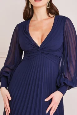 Maxi Dresses^* Pleated Skirt Chiffon Maxi Navy