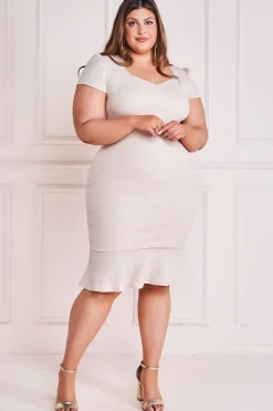 Midi Dresses^* Plus Fitted Short Sleeve Midi Glitter Midi With Hem Stone