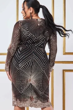 Midi Dresses^* Plus Scalloped Hem Starburst Midi Dress - Rose Gold Rosegold
