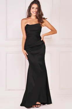 Maxi Dresses^* Satin Bandeau Maxi Dress Black