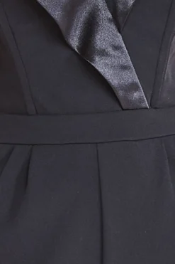 Jumpsuits^* Satin Collar Scuba Jumpsuit Black