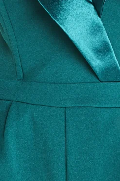 Jumpsuits^* Satin Collar Scuba Jumpsuit Green Emerald