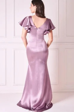 Maxi Dresses^* Satin Flutter Sleeve Mermaid Rosepink