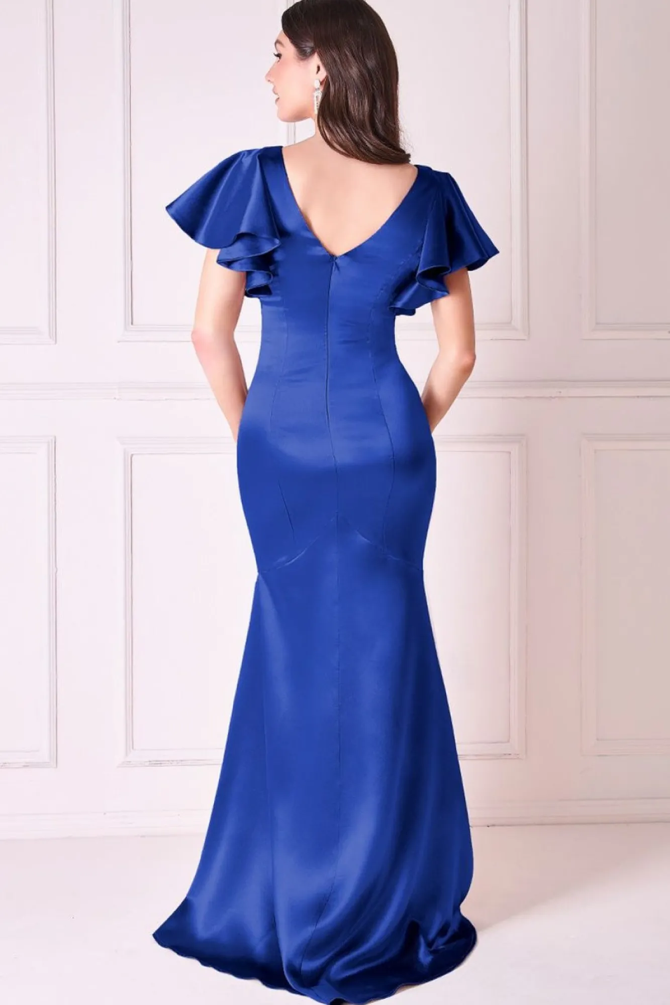 Maxi Dresses^* Satin Flutter Sleeve Mermaid Maxi Navy