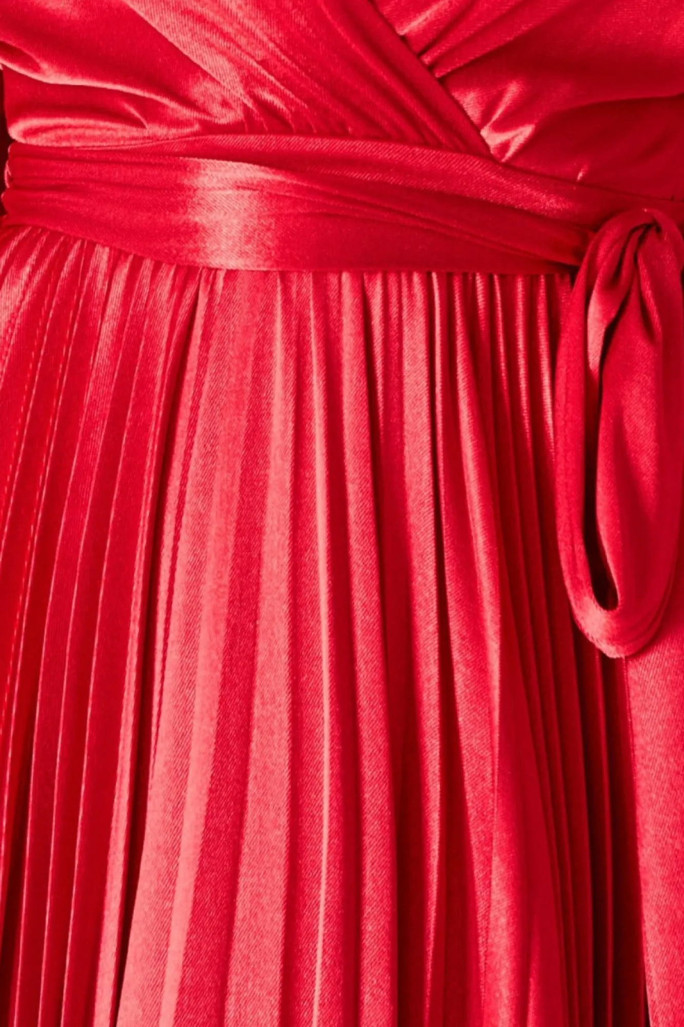Midi Dresses^* Satin Pleated Skirt Wrap Midi Dress Red