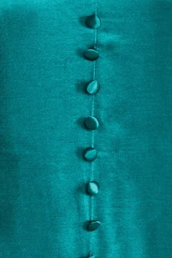 Midi Dresses^* Satin Viscose Front Buttoned Dipped Hem Emerald