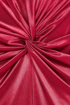 Midi Dresses^* Satin Wrap Knotted Midi Dress Wine