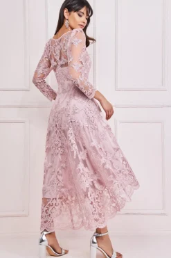 Midi Dresses^* Scalloped Lace Dipped Hem Midi Dress Blush