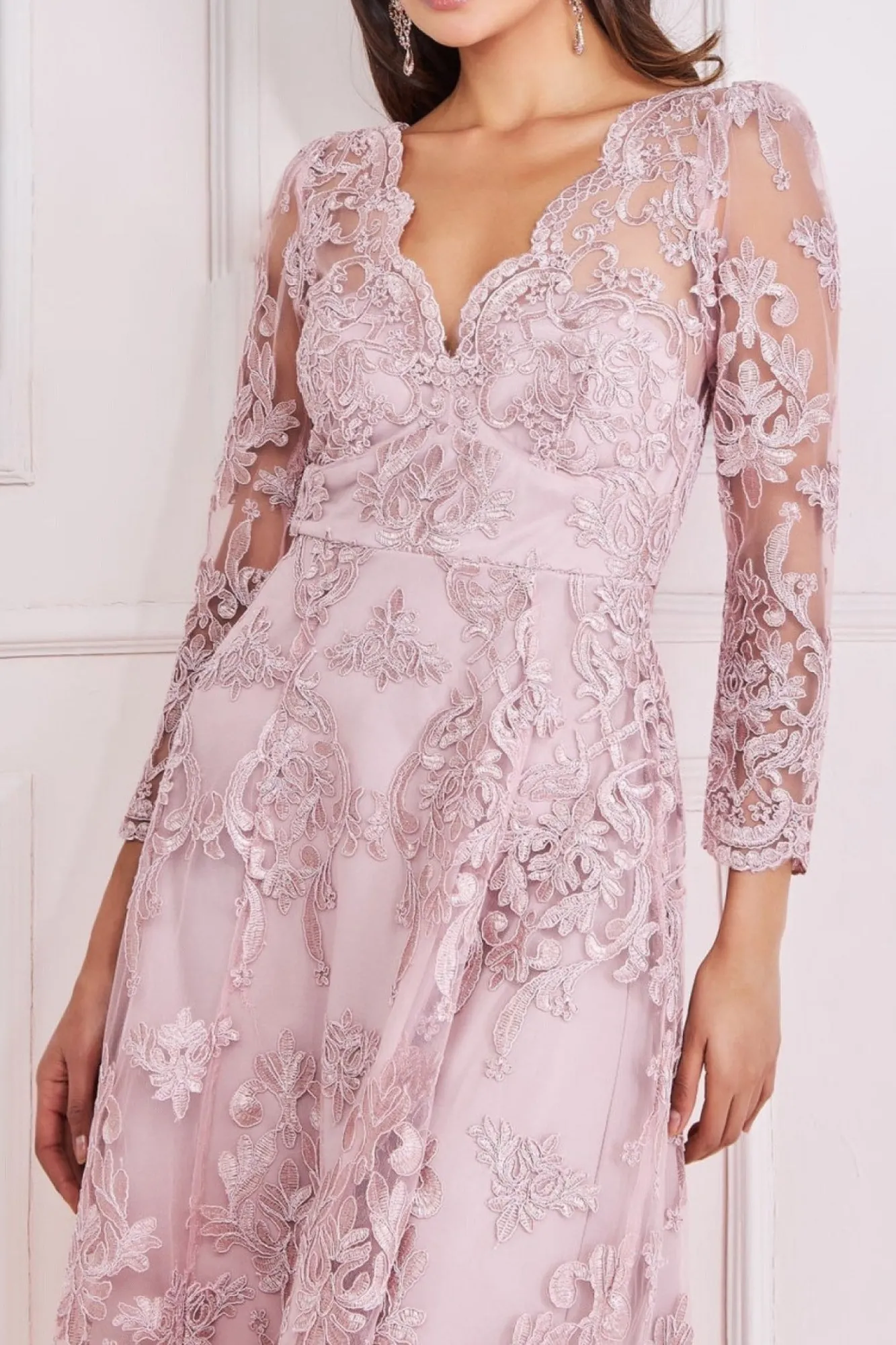 Midi Dresses^* Scalloped Lace Dipped Hem Midi Dress Blush