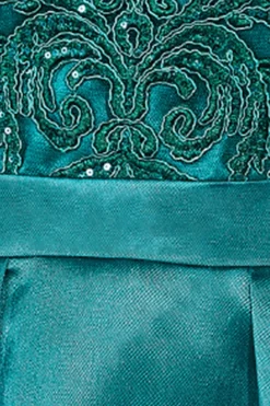 Midi Dresses^* Sequin & Satin Dipped Hem Midi Dress Emerald