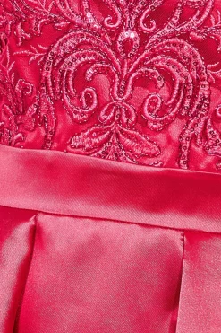 Midi Dresses^* Sequin & Satin Dipped Hem Midi - Hot Pink Hotpink