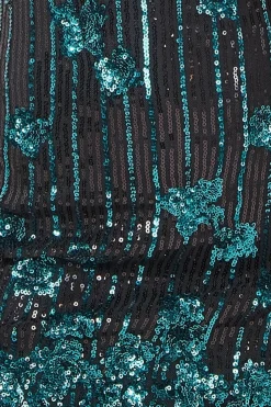 Mini Dresses^* Sequin And Feather Open Back Mini Emerald
