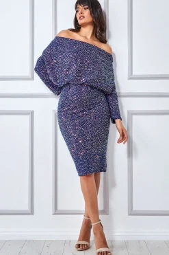 Midi Dresses^* Sequin Cowl Neck Midi Dress - Royal Blue Royalblue