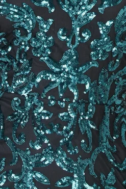 Maxi Dresses^* Sequin Mesh One Shoulder Evening Maxi Emerald