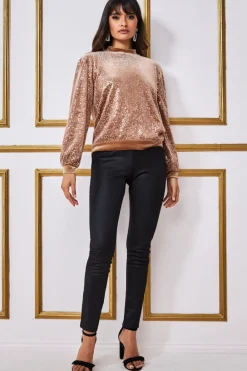 Jumpers^* Sequin Velvet Jumper Champagne