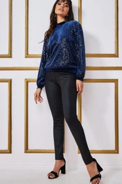 Jumpers^* Sequin Velvet Jumper Navy