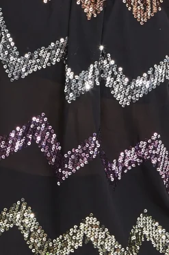 Blouses^* Sequin Zig Zag Bardot Top Black