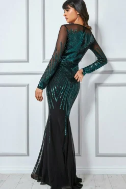 Maxi Dresses^* Shooting Star Sequin Maxi Dress Emerald