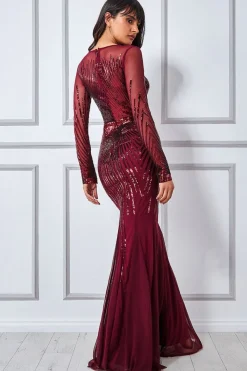 Maxi Dresses^* Shooting Star Sequin Maxi Burgundy