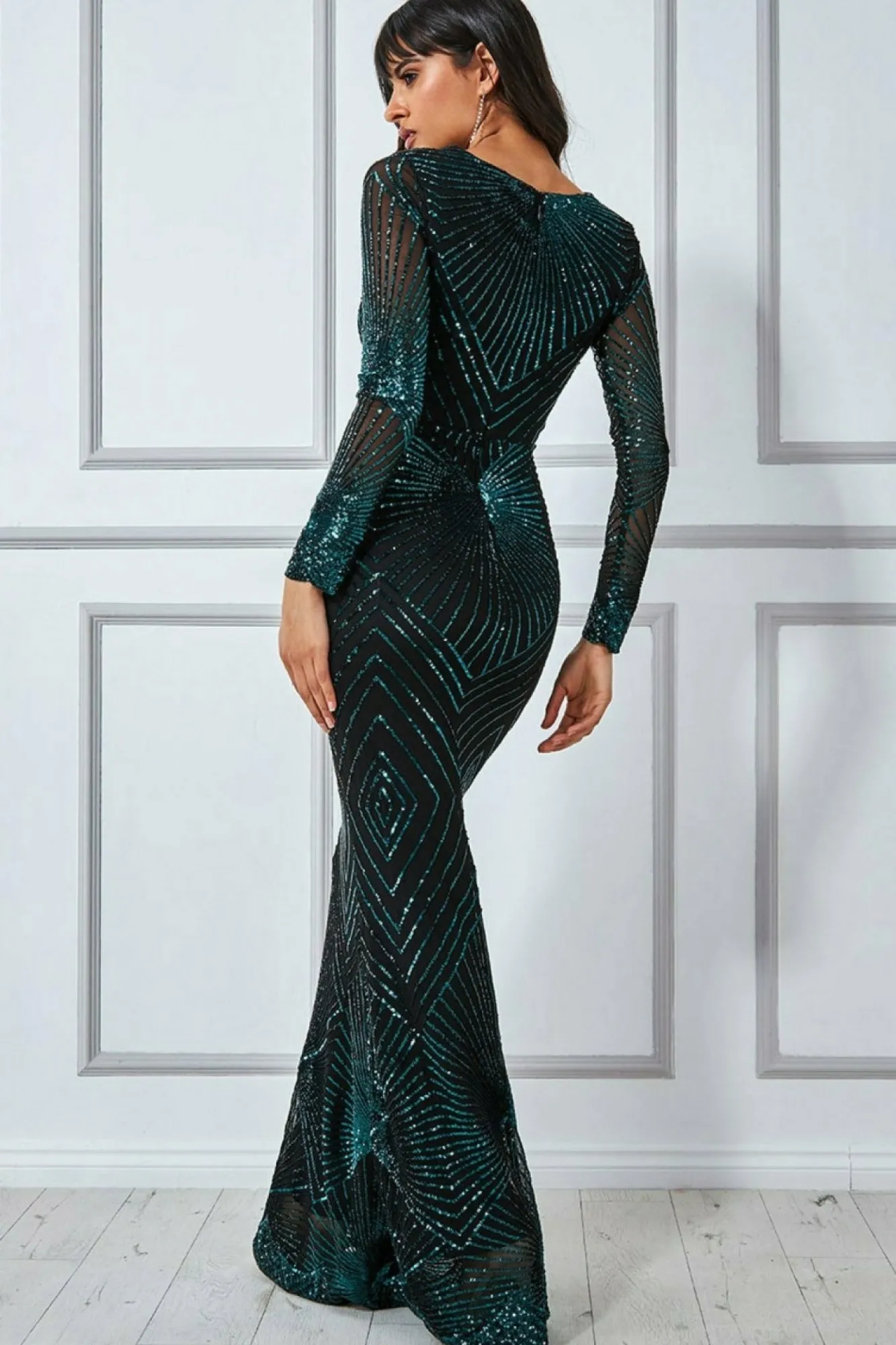 Maxi Dresses^* Starburst Effect Maxi Dress Emerald
