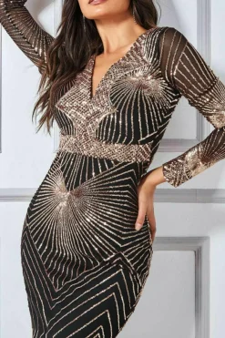 Maxi Dresses^* Starburst Sequin Maxi Rosegold