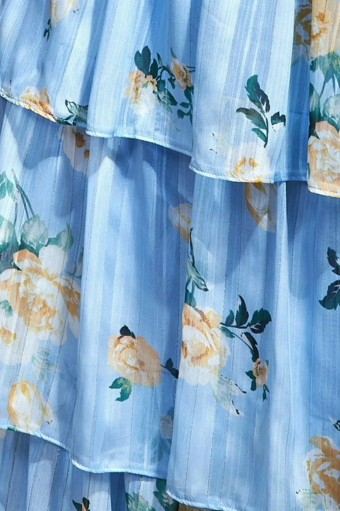 Maxi Dresses^* Tiered Chiffon Floral Maxi - Powder Blue Powderblue