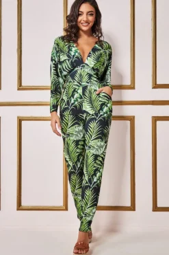 Jumpsuits^* Tropical Print Jumpsuit Green