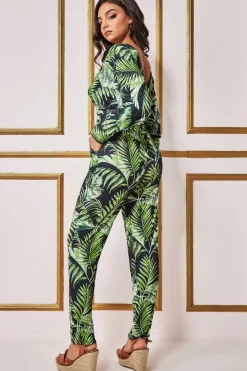 Jumpsuits^* Tropical Print Jumpsuit Green