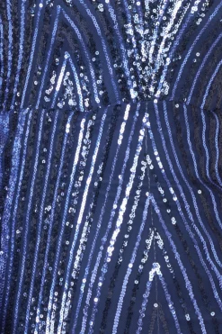 Maxi Dresses^* Two Toned V Neck Sequin Maxi Navy