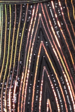 Maxi Dresses^* Two Toned V Neck Sequin Maxi Black