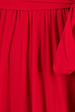 Maxi Dresses^* Wrap Front Maxi With Flutter Sleeves Red