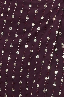 Mini Dresses^* Wrap Over Sequin Mini Wine