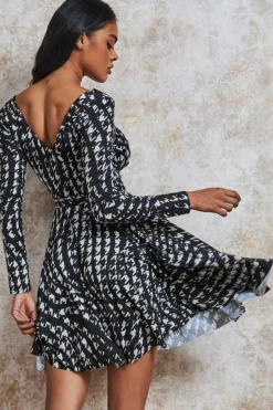 Mini Dresses^* Wrap Style Midi Dress Monoprint