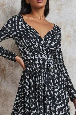 Mini Dresses^* Wrap Style Midi Dress Monoprint